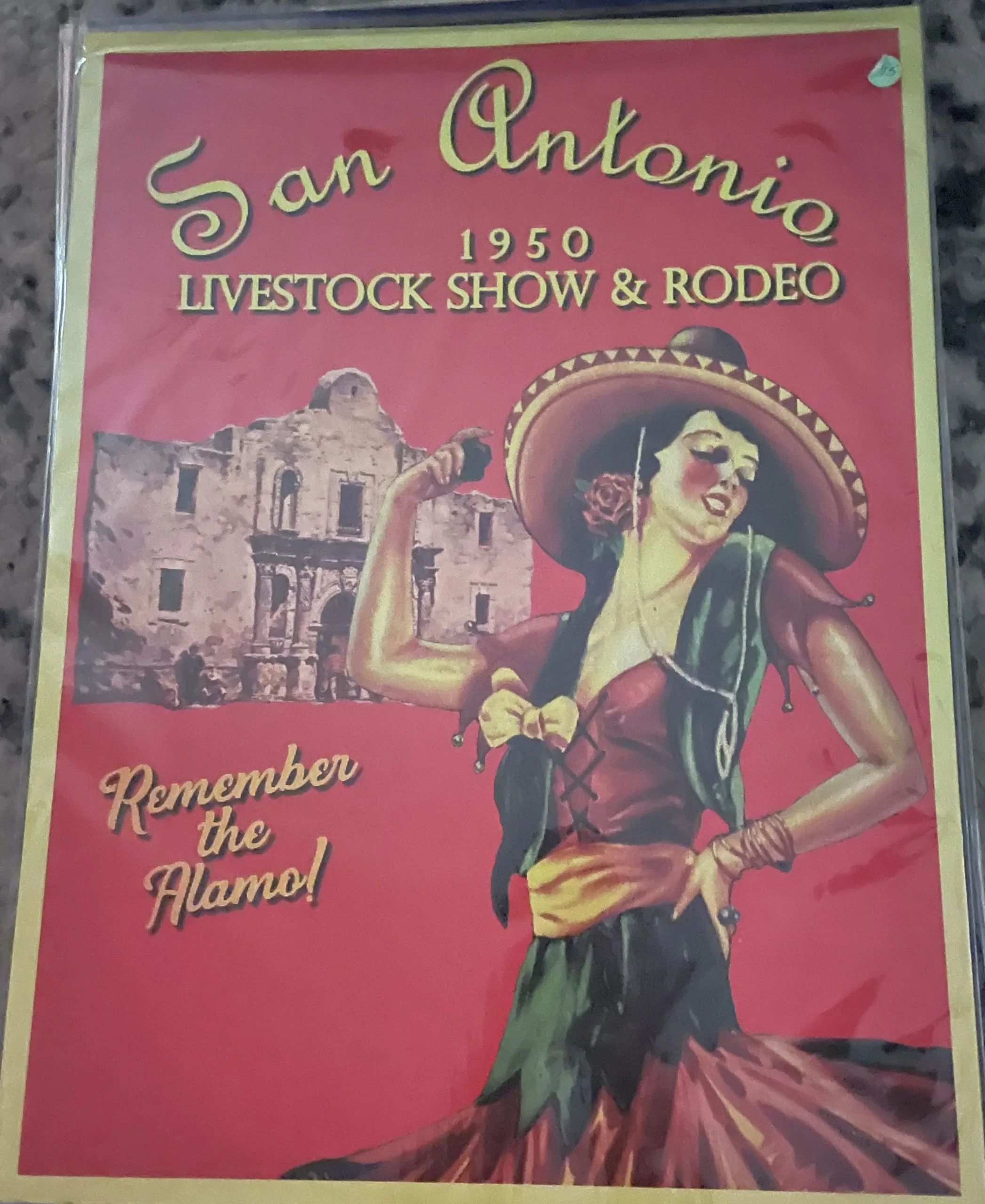 San Antonio 1950 Livestock Show And Rodeo-Remember The Alamo (Large) - Rodeo Posters Metal Sign