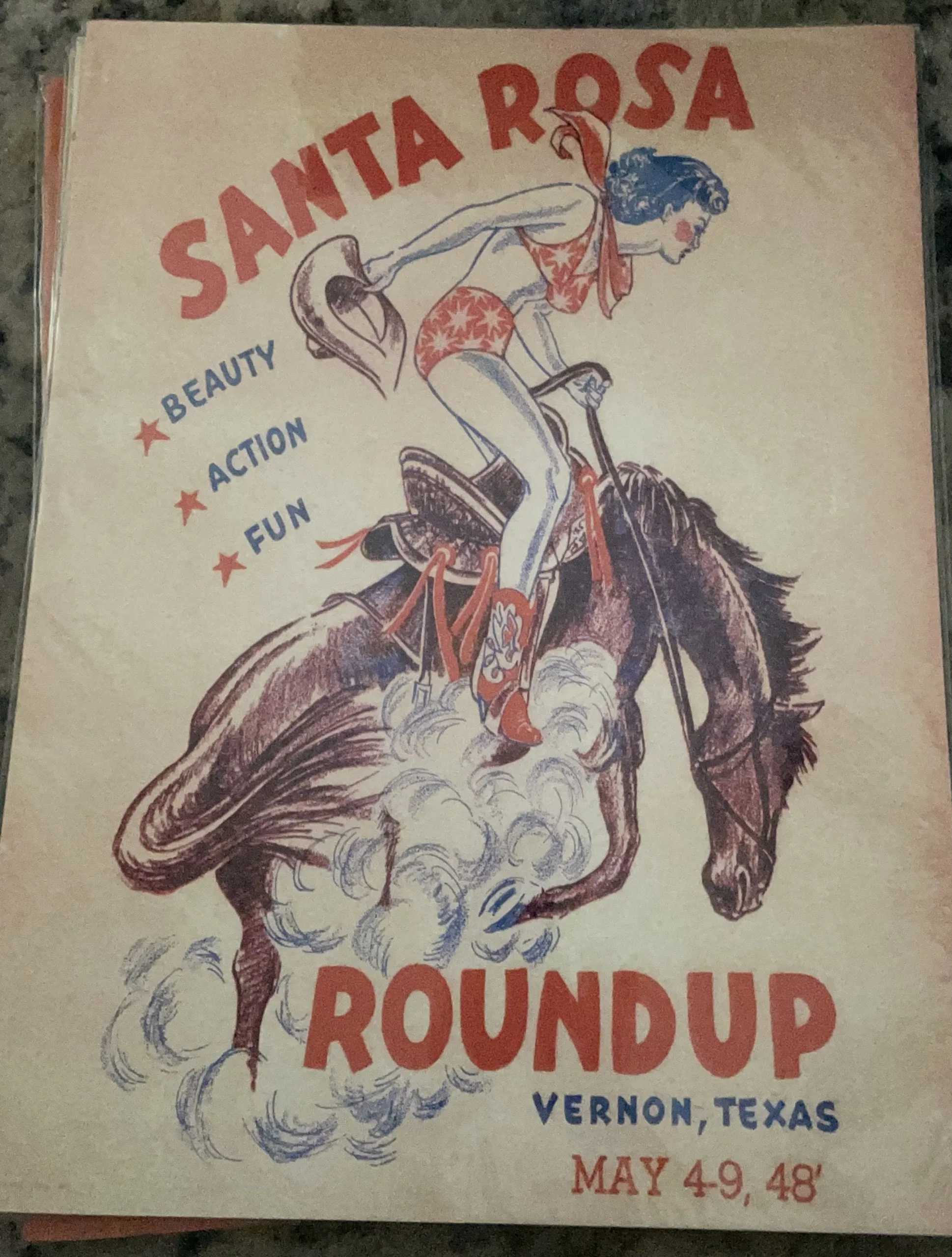 Santa Rosa Roundup-Vernon, Texas-May 4-9-48' (Large) - Rodeo Posters Metal Sign