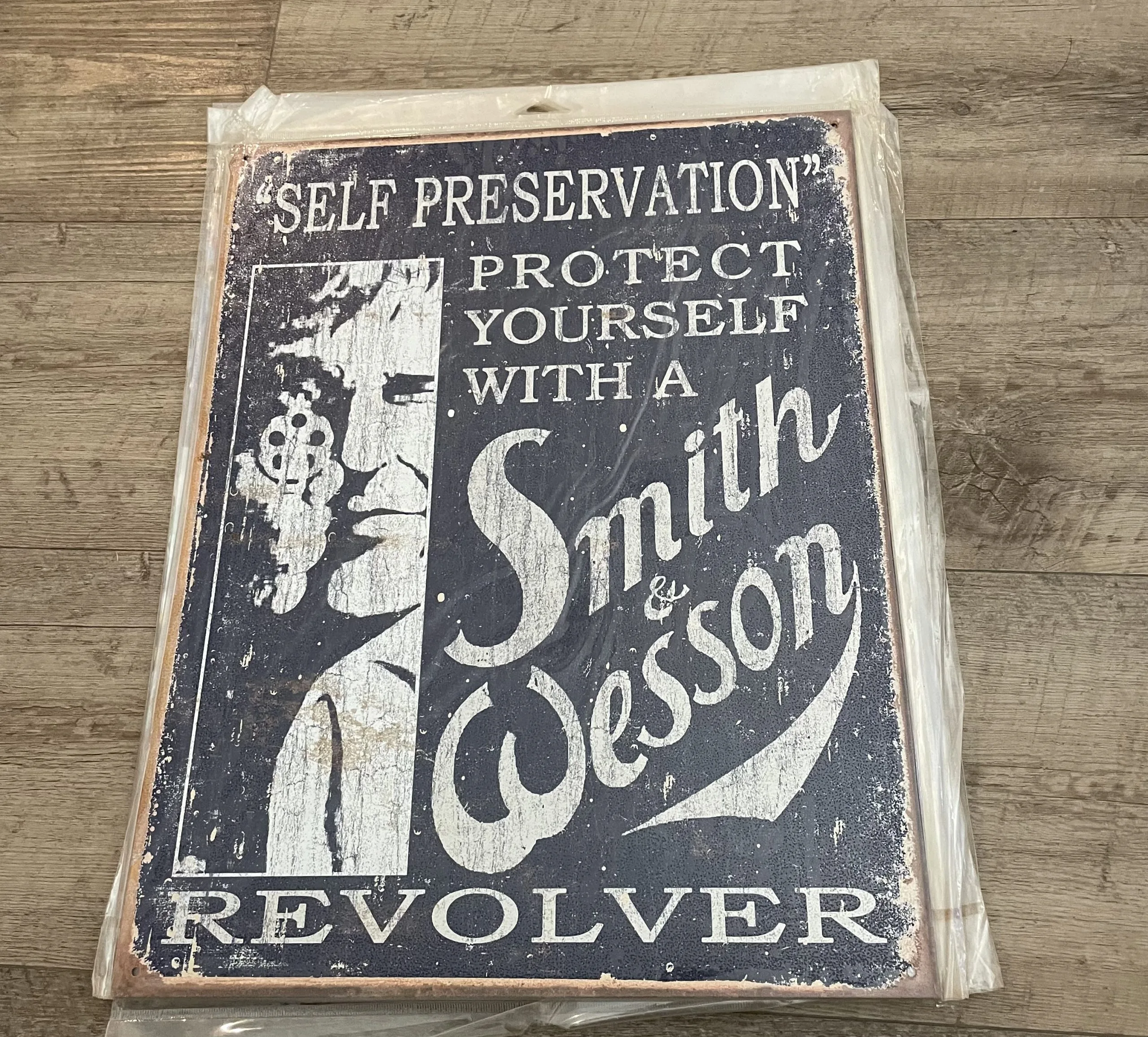 Self Preservation-Protect Yourself With A Smith & Wesson Revolver - Guns Metal Sign