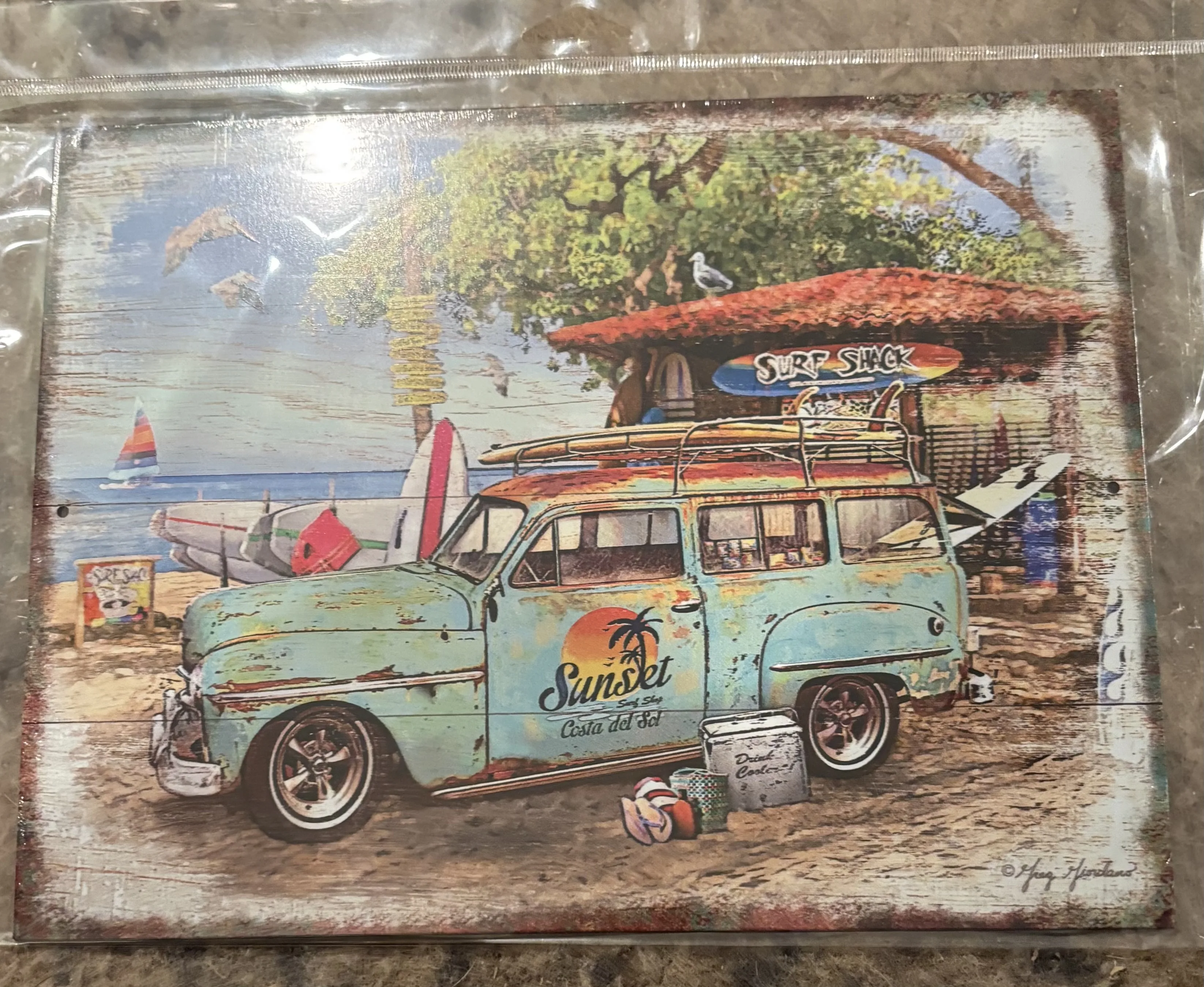 SH-Beach-Panel Truck At Beach - Tin Signs Metal Sign