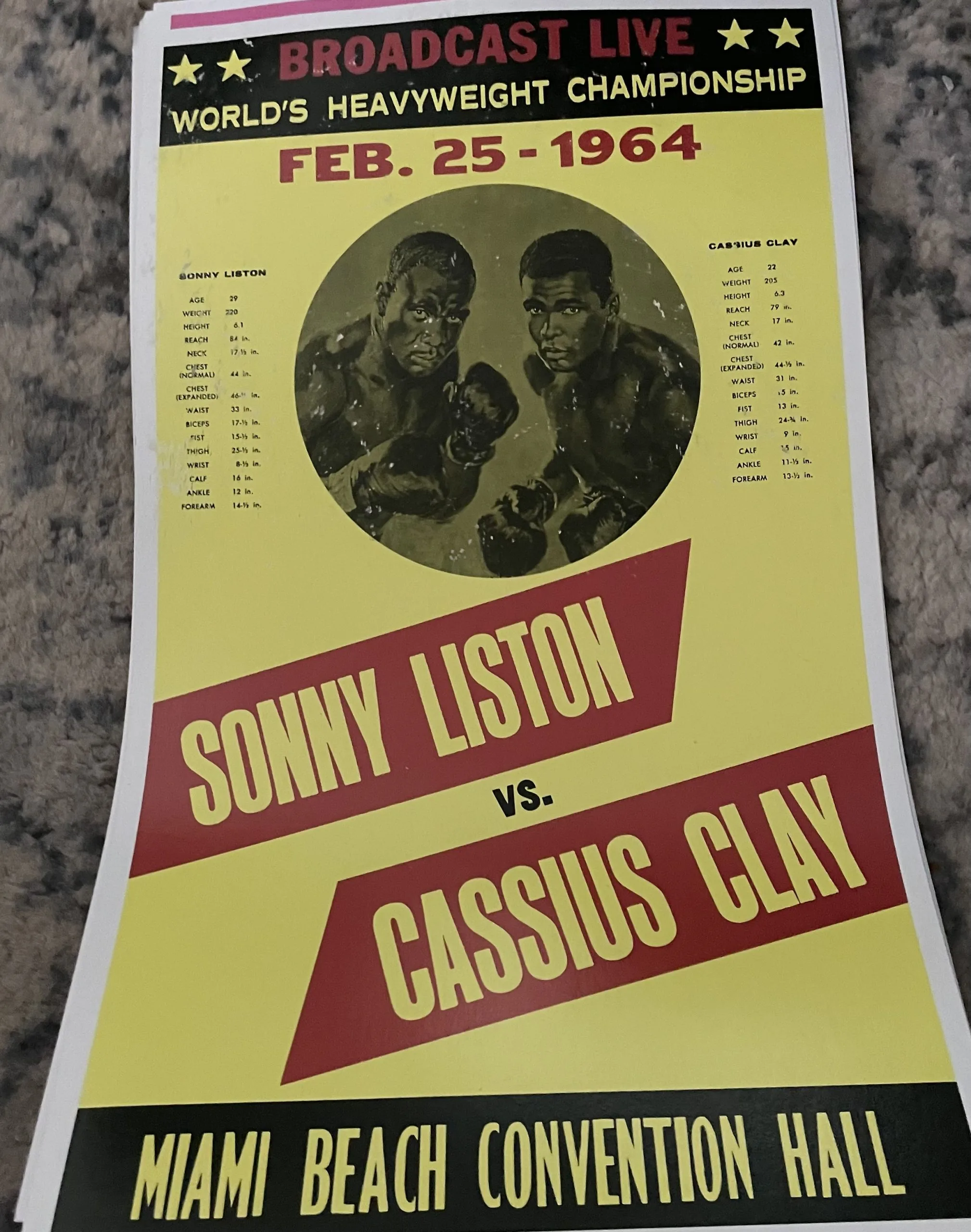 Sonny Listen Vs Cassius Clay-Miami Beach Convention Hall - Concert Posters Metal Sign