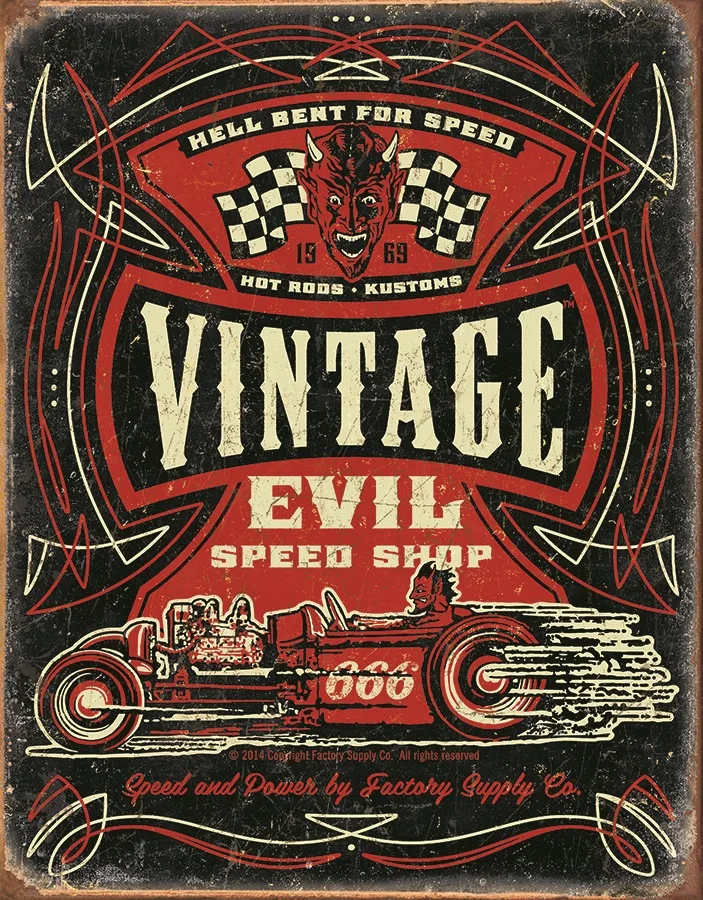 Speed Demon Vintage Evil Speed Shop - Tin Signs Metal Sign