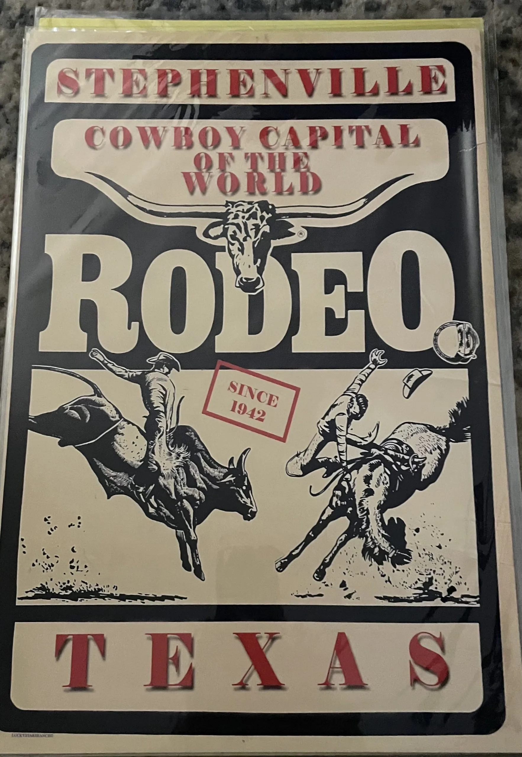 Stephenville Texas Rodeo-Cowboy Capital Of The World (Small) - Rodeo Posters Metal Sign