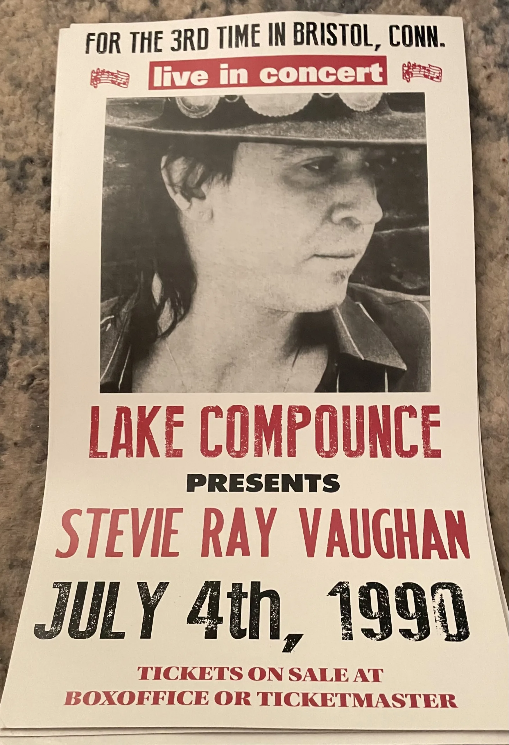 Stevie Ray Vaughan-Lake Compounce-July 4th 1990 - Concert Posters Metal Sign