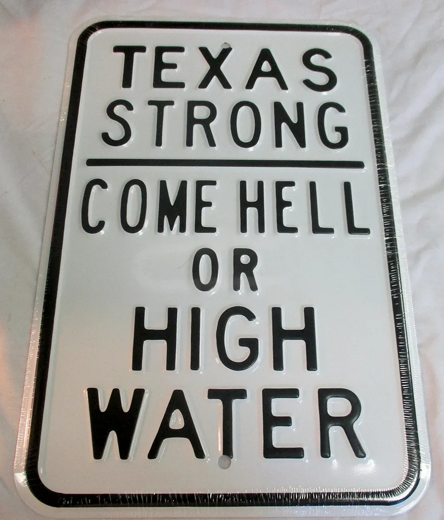 Texas Strong - Come Hell or High Water - Parking Signs Metal Sign