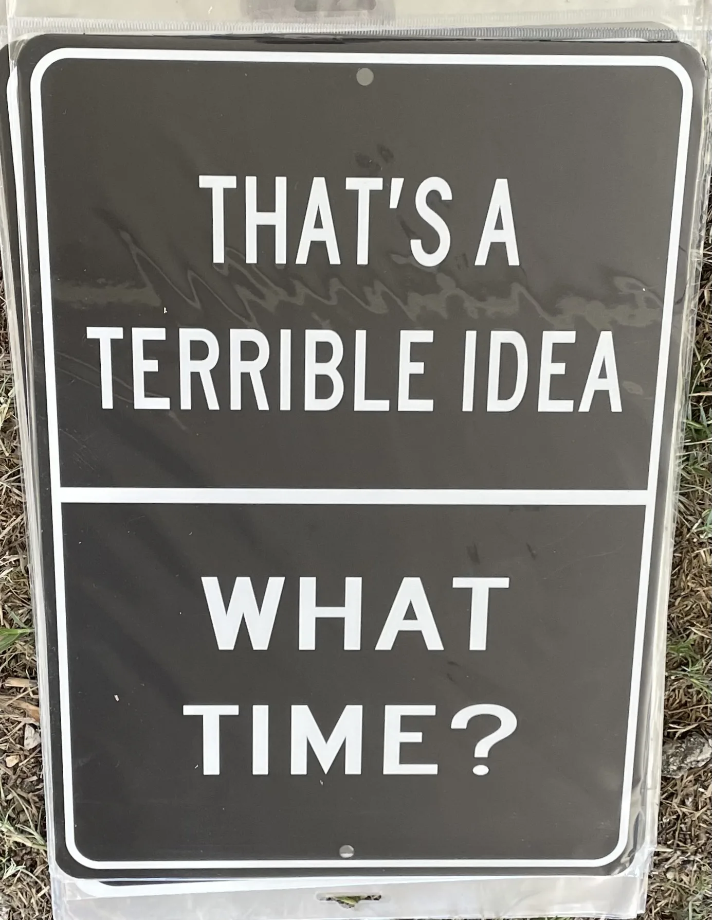 That's A Terrible Idea-What Time? - Aluminum Signs Metal Sign