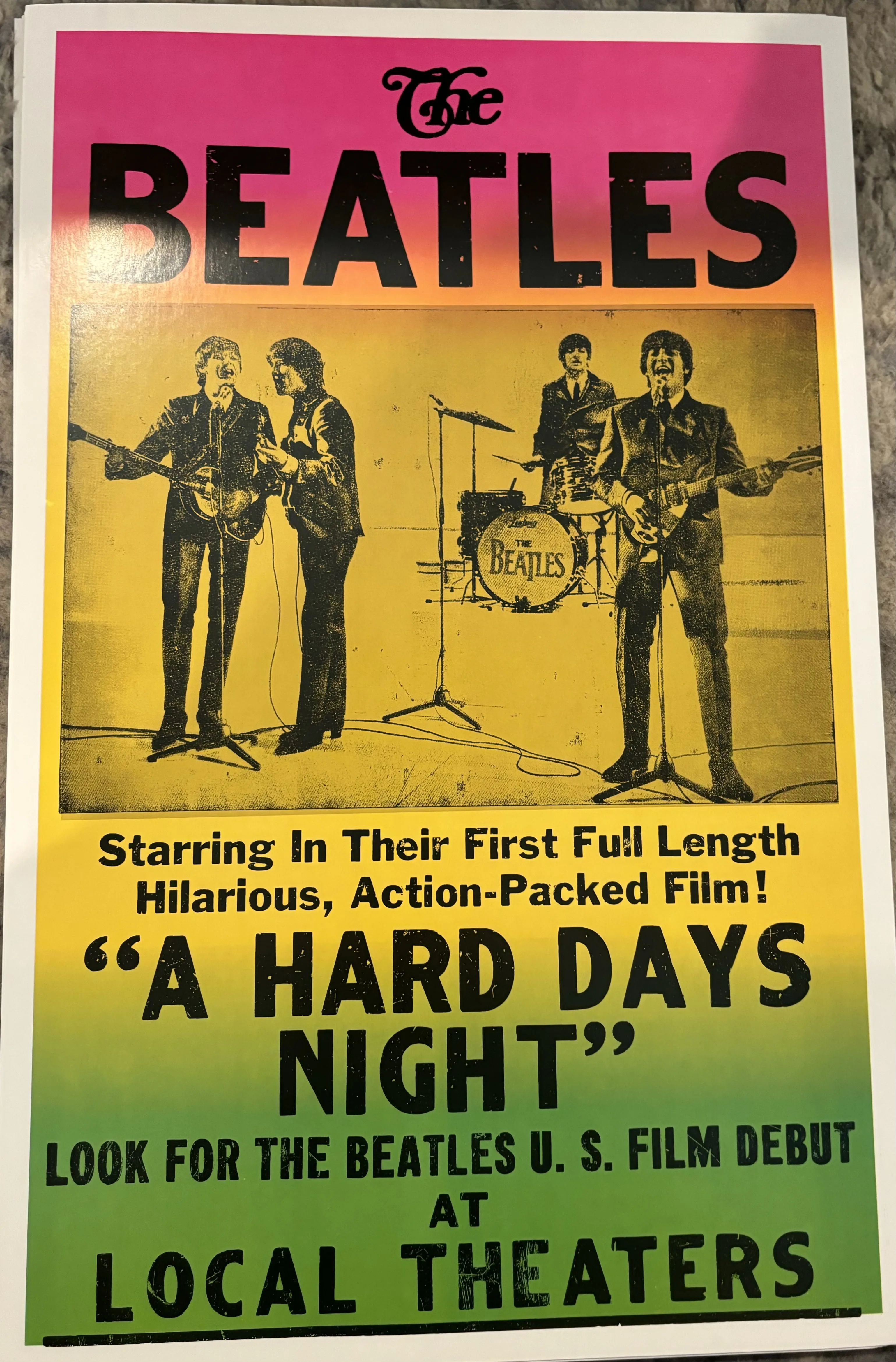 The Beatles-A Hard Days Night-Action Packed Film-At Local Theaters - Concert Posters Metal Sign