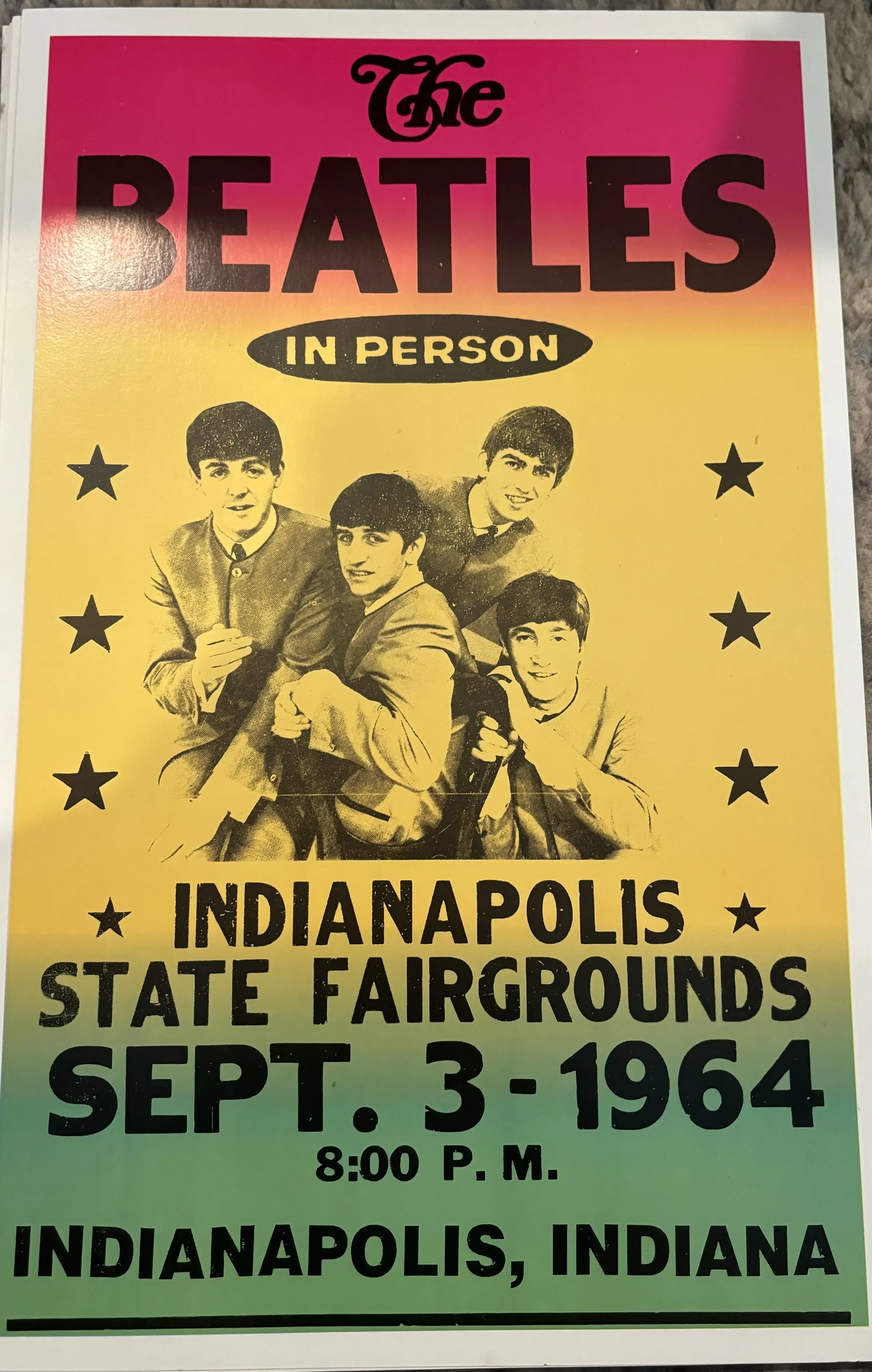 The Beatles-In Person-Indianapolis State Fairgrounds-Sept. 3-1964 - Concert Posters Metal Sign
