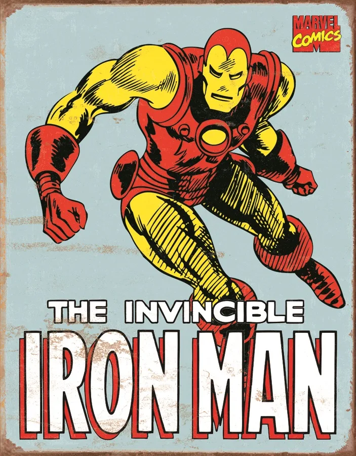 The Invincible Ironman-(Retro)-(Light Blue Background) - Tin Signs Metal Sign