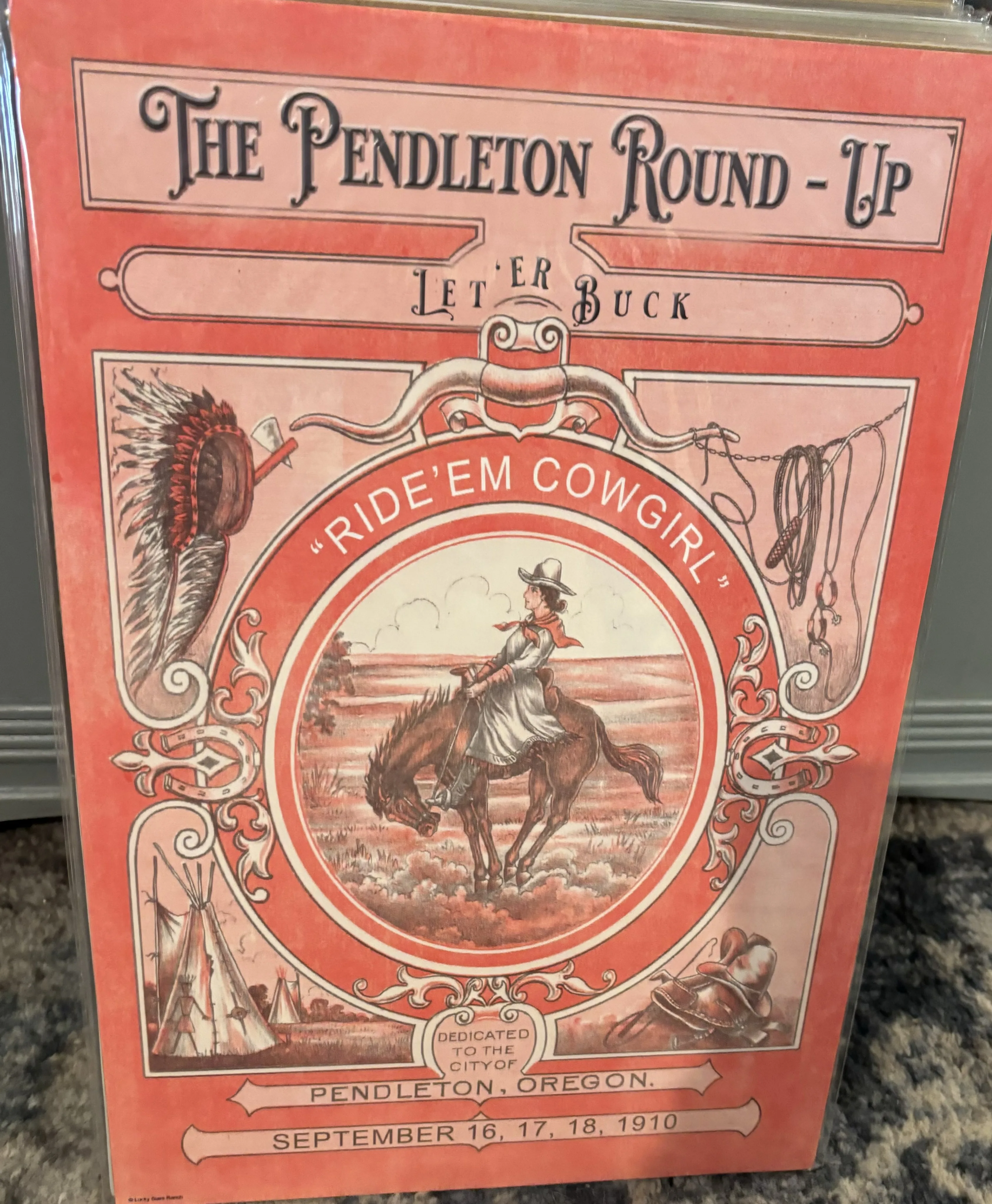 The Pendleton Round-Up-Ride'Em Cowgirl (Small) - Rodeo Posters Metal Sign