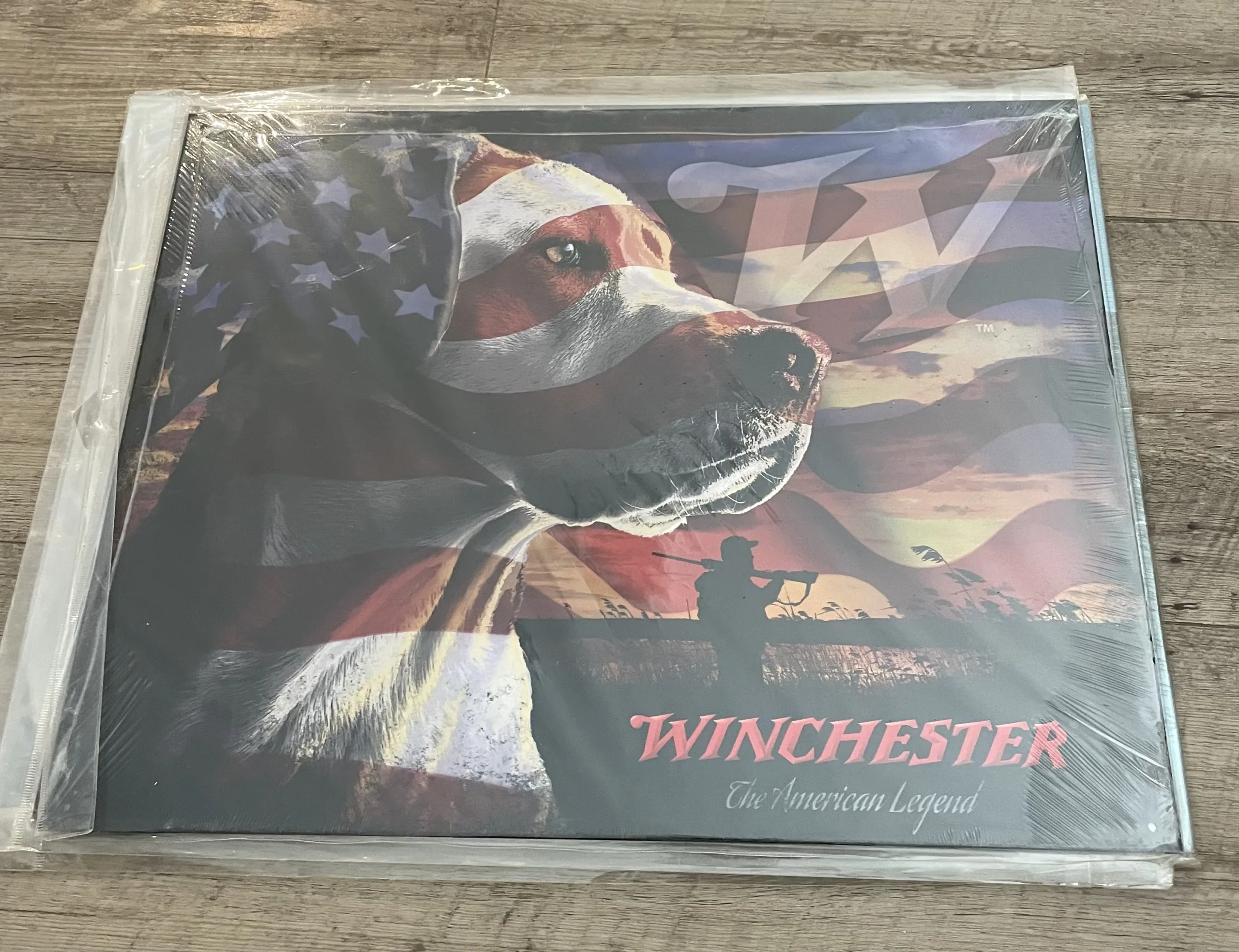 Winchester Dog (With Flag Across His Face) - Tin Signs Metal Sign