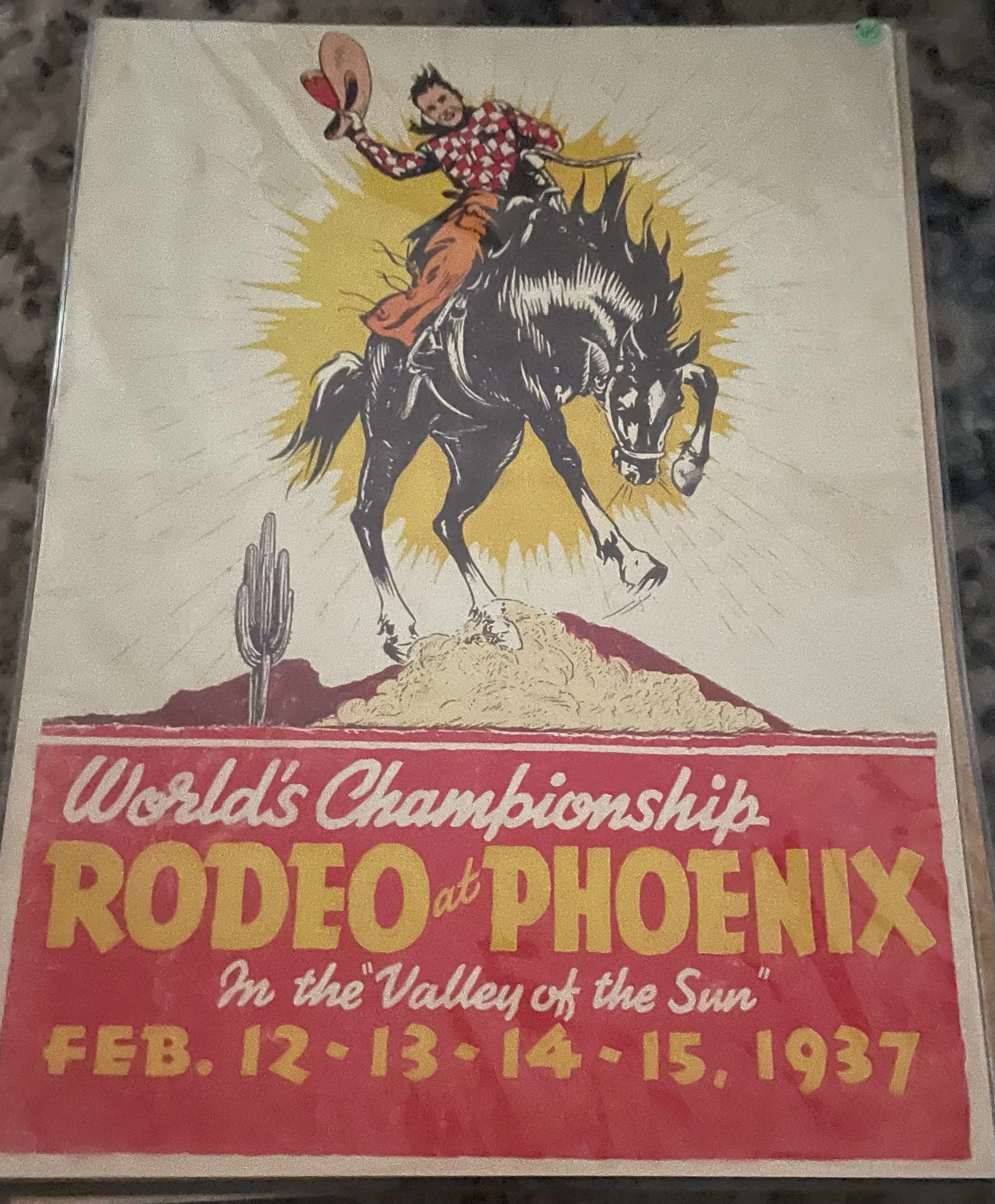 World's Championship Rodeo-Phoenix-Feb.12-13-14-15 1937 (Large) - Rodeo Posters Metal Sign